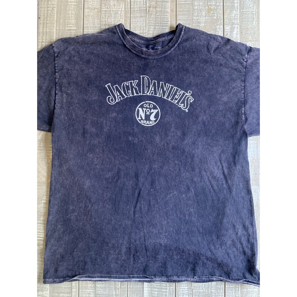 Jack Daniels Old No 7 Men's T Shirt XXL Marble Black Distressed Logo Cotton Tee